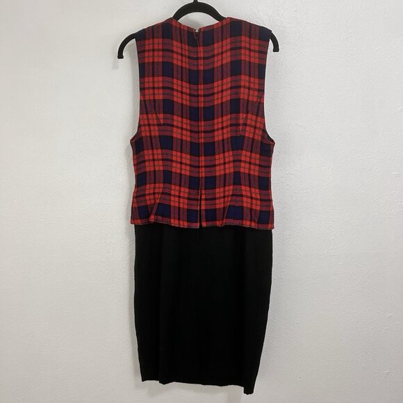 VTG 80s Red Tartan Plaid Jumper Vest Dress Sz 4 Preppy Academia Goth School Girl - Picture 12 of 14